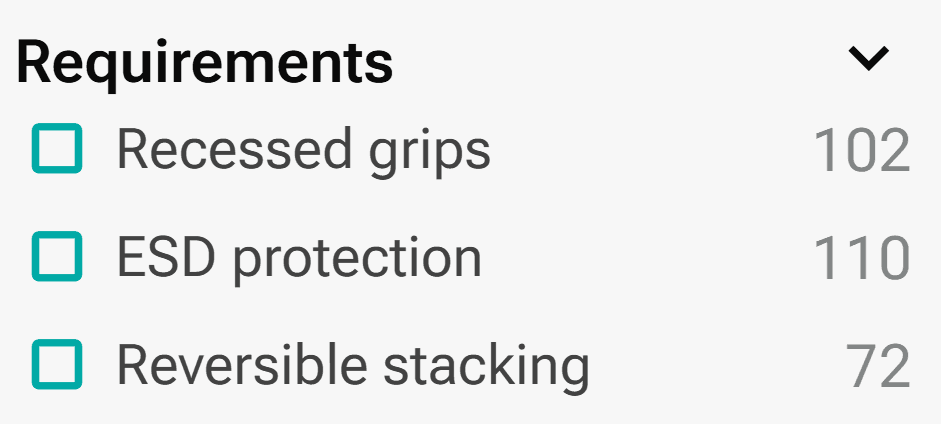 Filter requirements in the formary online shop