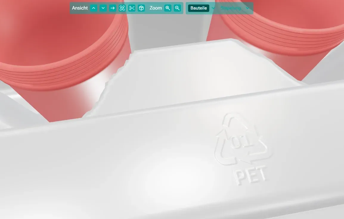 Beispiel für Materialkennzeichnung auf Tray