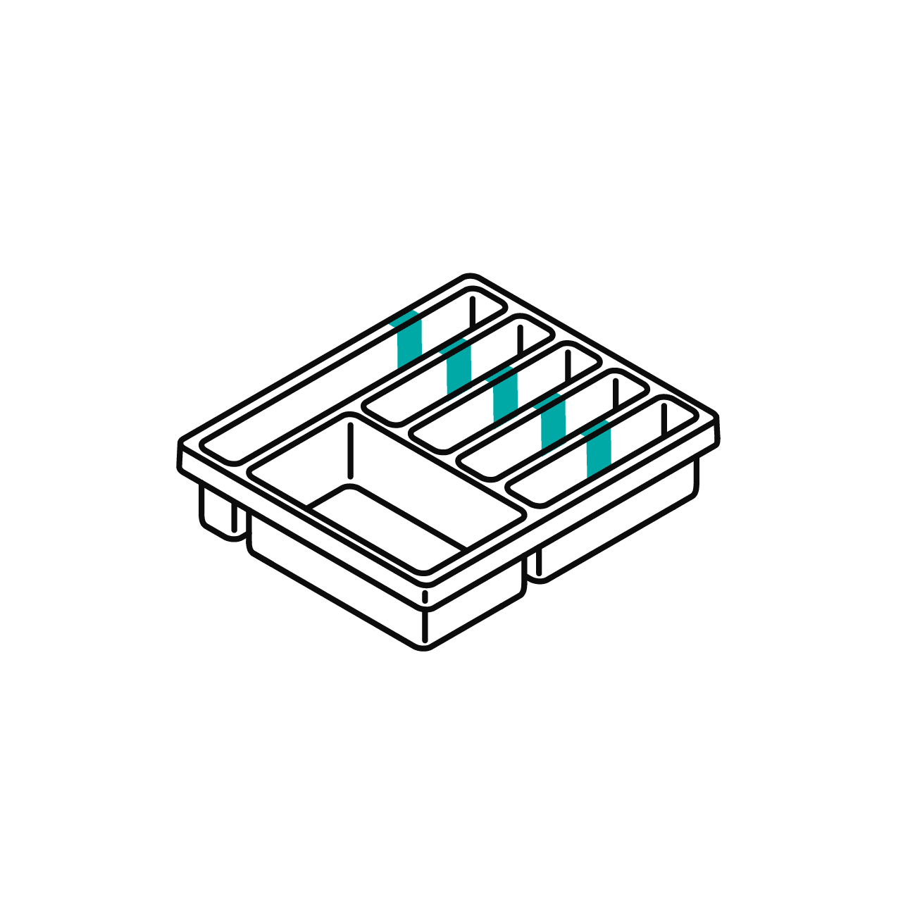 Inlay aus Kunststoff mit Farbstreifen